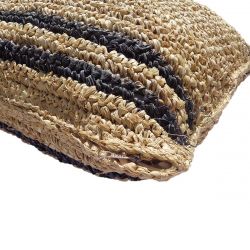 Coussin décoratif en sisal lignes noir