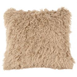Coussin luxueux fausse fourrure beige