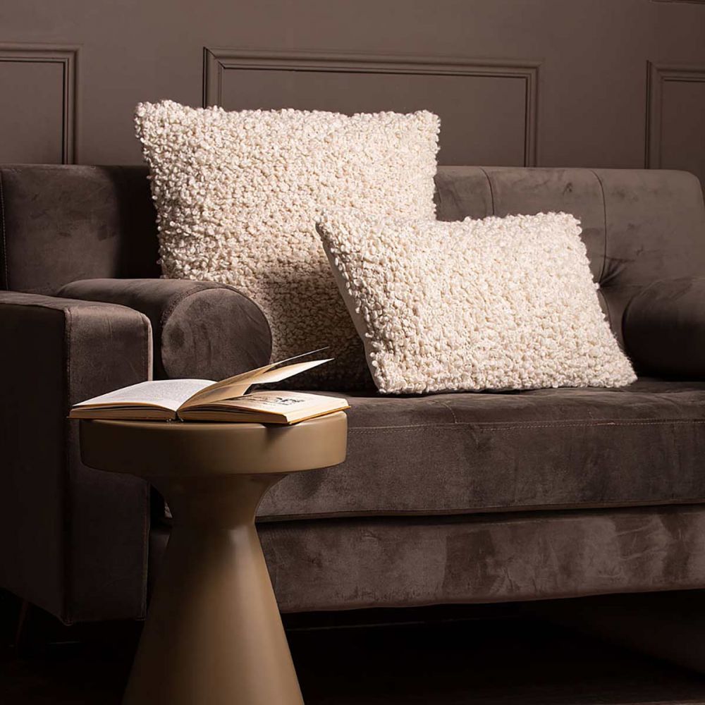 Coussin rectangle bouclettes blanc Coussin rectangle bouclettes blanc