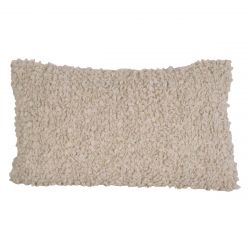 Coussin rectangle blanc bouclettes en coton
