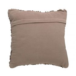 Coussin carré moelleux en coton taupe