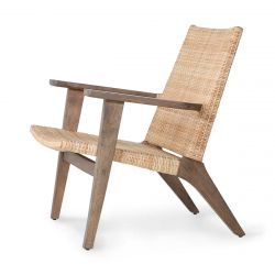 Chaise de salon en rotin et bois