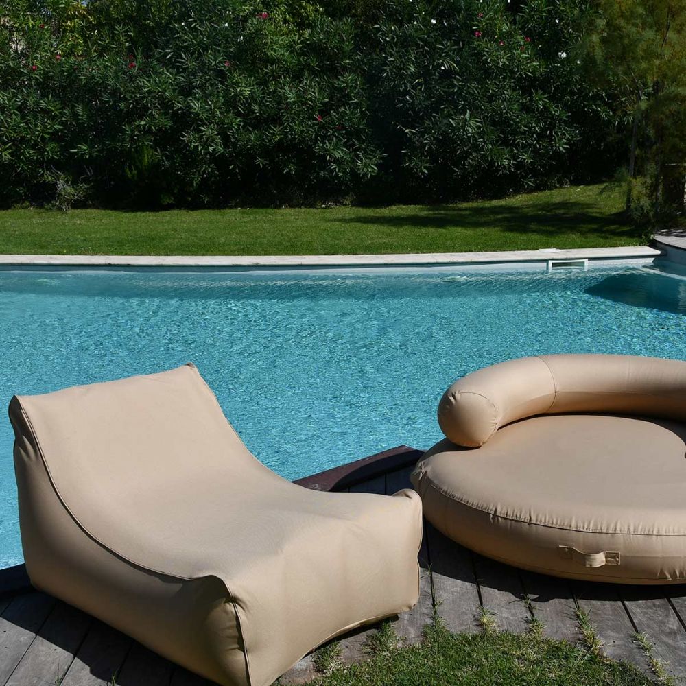 Pouf piscine flottant gris sable