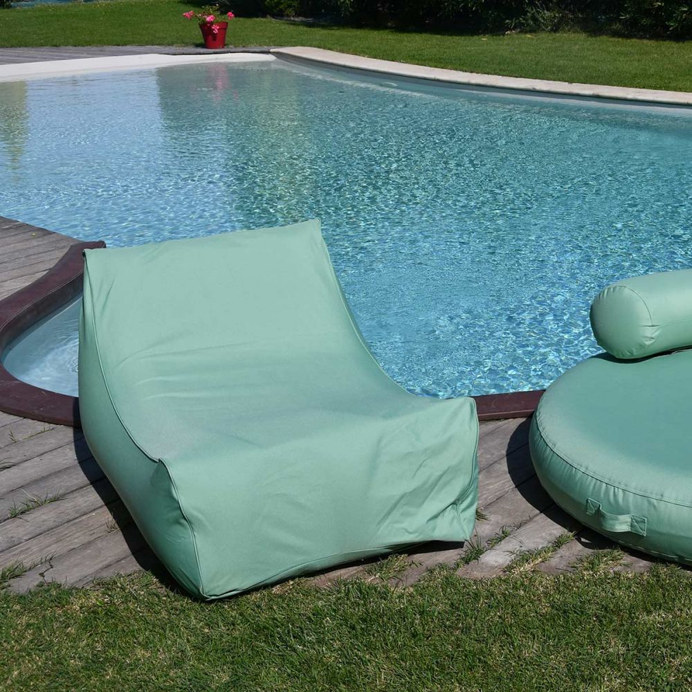 Pouf transat gonflable vert d'eau