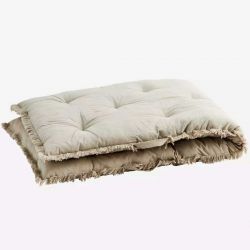 futon beige à frange