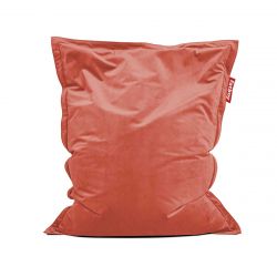 Pouf velours rhubarbe