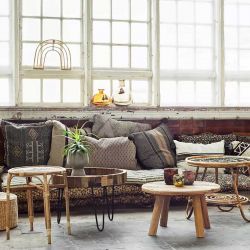 Matelas pour palettes en coton gris et blanc cassé