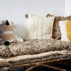 Matelas de sol - futon rayé jaune et blanc