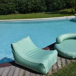 Pouf piscine gonflable vert d'eau