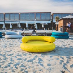 Pouf extérieur rond jaune