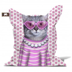 Pouf chat rose pour enfant
