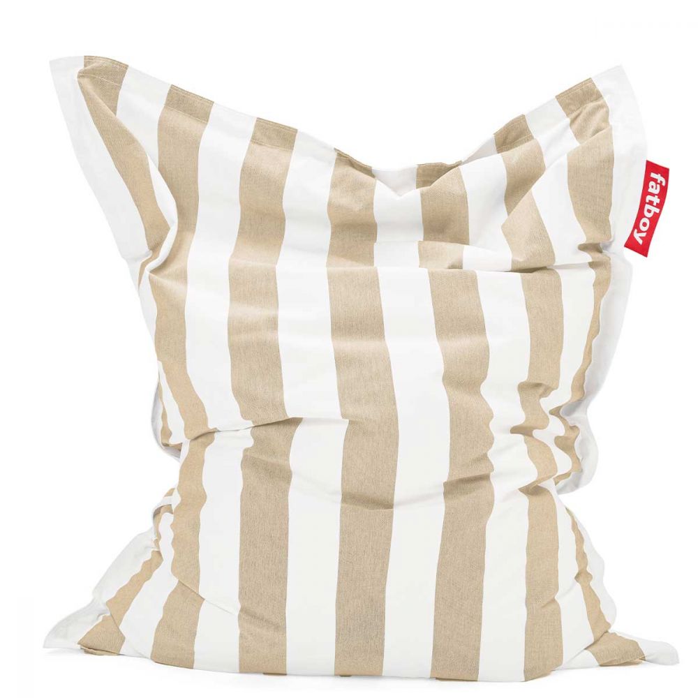 pouf beige et blanc à rayures pouf beige et blanc à rayures