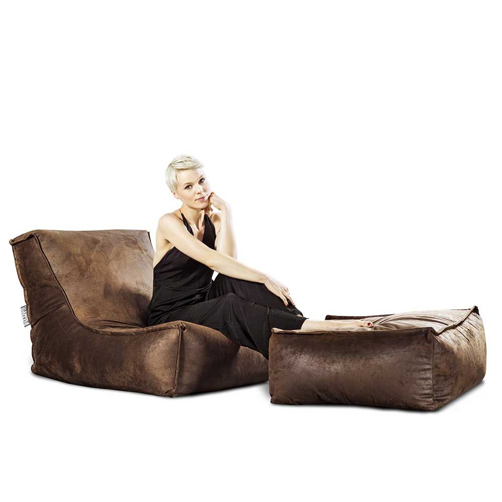 pouf salon brun Blues Cuba velours pouf salon brun Blues Cuba velours