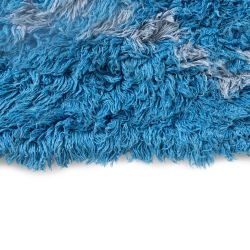 zoom matière tapis bleu coton