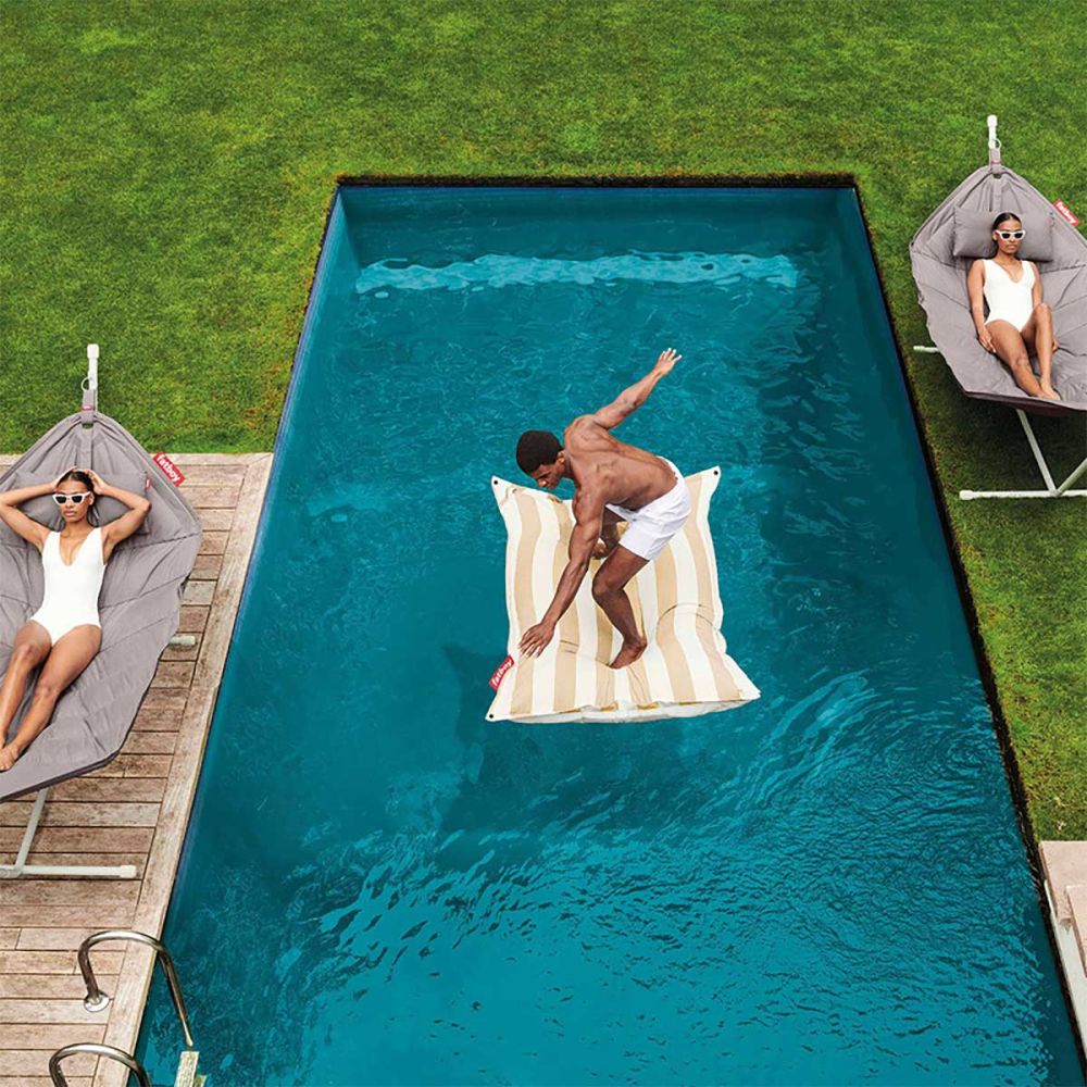 Pouf piscine rayé beige Pouf piscine rayé beige