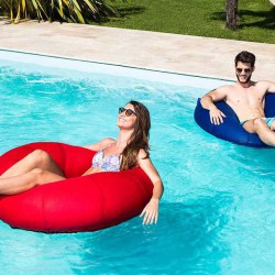 Pouf piscine donut rouge