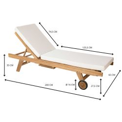 Chaise longue une personne en teck