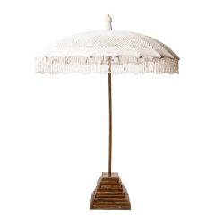 Parasol teck et macramé