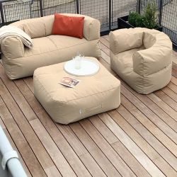 Pouf beige table basse de jardin