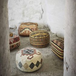 Pouf en jute beige