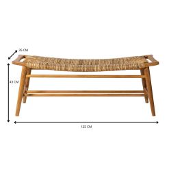Banc d entrée bois et paille