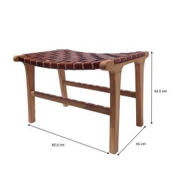 Tabouret cuir et bois