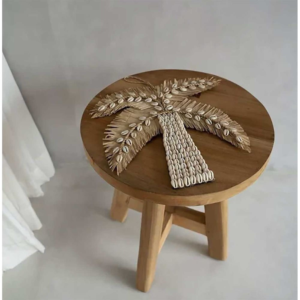 Tabouret rond bois massif