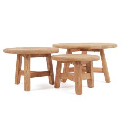 Trio de table basse en bois massif