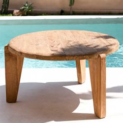 Table Basse ronde bois brut bazar bizar