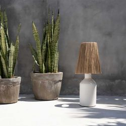 Lampe bédouin en terre cuite blanche