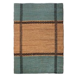Tapis rectangulaire jute et bleu 160x230
