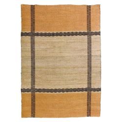 Grand tapis en jute jaune ocre et naturel