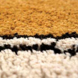 Tapis rond jaune et beige