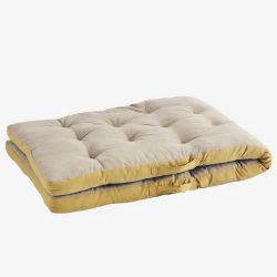 Matelas imprimé beige taupe avec bande jaune