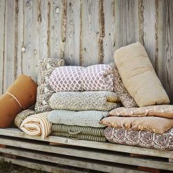 Matelas de sol en coton vert rayé