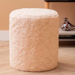 Pouf rond fausse fourrure sable
