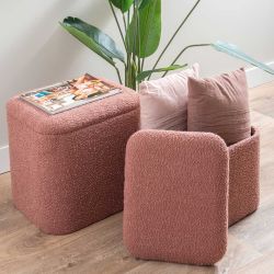 Pouf coffre rose