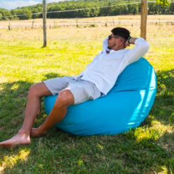 pouf bleu pétrole extérieur