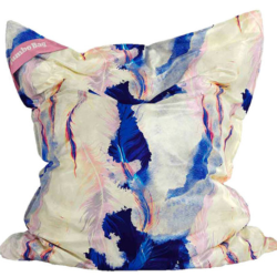 grand pouf velours rose et bleu intérieur