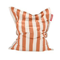 Pouf extérieur rayé orange et blanc
