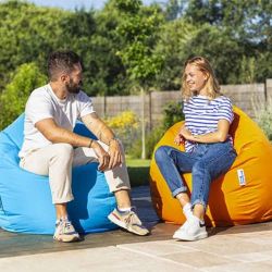 pouf fauteuil bleu pétrole