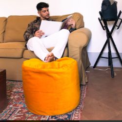 pouf d'appoint jaune curry