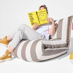 Grand pouf lounge rayé pour jardin