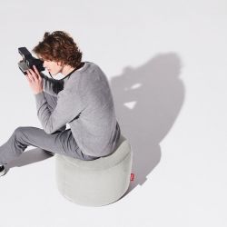pouf rond en toile gris fatboy