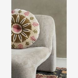 Fauteuil lounge velours beige style moderne