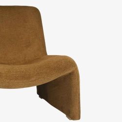 fauteuil velours ambré bois rembourré